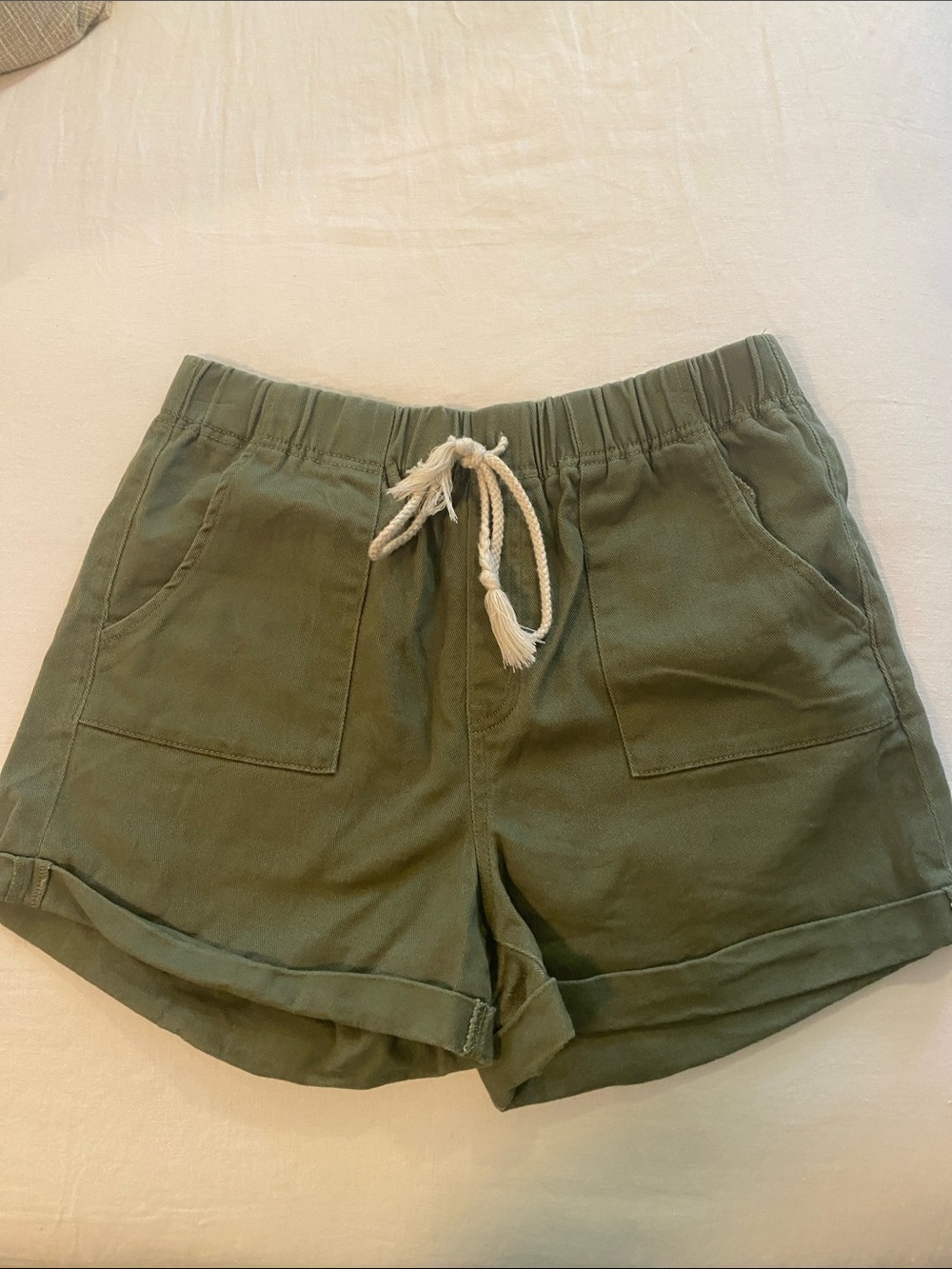 No Boundaries Olive Green Drawstring Shorts